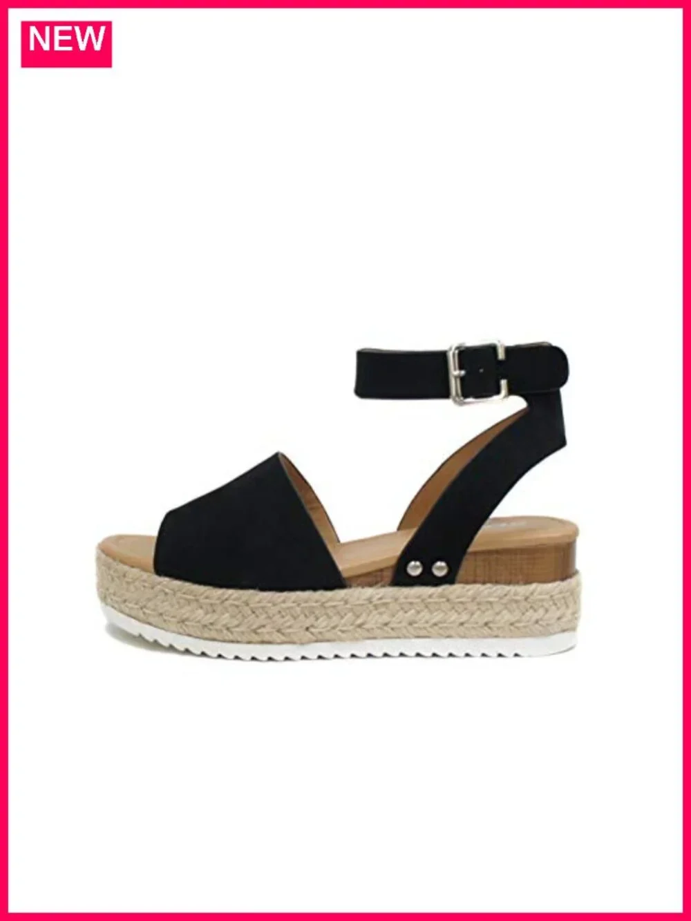 Open Toe Buckle Ankle Strap Espadrilles Flatform Wedge Casual Sandal